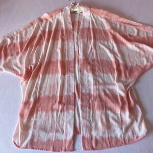 Lane Bryant Pink White Tie Dye Kimono Cardigan Cover Up Plus Size 22/24 NWOT